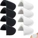 4 Pair Shoulder Pads Set-in Shoulder Pads Soft Breathable ThickenedSponge Pads with Hoop and Loop for Blazer Suit, Jackets, Men's Women's Clothing Sewing Accessories(White & Black)