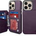 GUERNICA for iPhone 16 Pro Max Wallet Case with RFID Blocking Card Holder for Women Men, Kickstand Shockproof Phone Case for iPhone 16 Pro Max(6.9"),Dark Purple