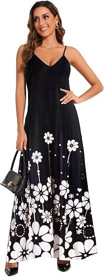 Women's Sexy Summer Sundress Maxi Dresses Plus Size Loose Butterfly Printed Colorful Adjustable African Dress with Pockets (3XL)