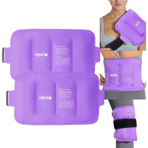 REVIX 2-Pack Large Cold Packs for Back, Rotator Cuff, Hip, Knee, and Shin, Versatile Cold Compress with Soft Plush Lining and Strap, 16"  9"
