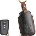 Leather Key Fob Cover with Keychain Compatible with Lexus RX ES GS LS NX RS GX LX RC LC (BLACK)