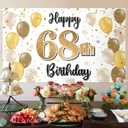 Happy 68th Birthday Decorations,68th Gold Balloon Large Birthday Banner Backdrop Sign,68 Years Old Bday Party Supplies.