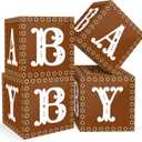4 Pcs Cielito Lindo Baby Shower Party Decorations Mexican Papel Picado Baby Boxes with Letters Platos De Barro Mexicanos Blocks Boxes Decor for Cinco De Mayo Fiesta Gender Reveal Birthday Photo Props