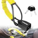 Tevlaphee Steering Wheel Lock Seat Belt Lock Universal Anti Theft Car Device Car Lock Car Theft Prevention with 3 Keys for Car Security Fit Most Vehicles Truck SUV Van(Yellow)