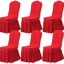 Dimatic Dining Room Chair Covers Set of 6, Stretch Parsons Slipcovers with Skirt Super Fit Spandex Chair Seat Protector Cover for Dining Room, Hotel, Ceremony (Red)