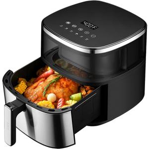 ASZ Digital Air Fryer 6qt with Window Up - 6 QT Big Airfryer 6-in-1 Presets Preheat Airfry Reheat Bake Roist Broil 400F Airfrier 85% Oil Less,Nonstick Dishwasher-Safe Parts, Automatic Shutoff