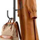 MISSLO Heavy Duty Coat Rack Freestanding 4 Adjustable Size Coat Tree with Stable Wood Base Coat Hanger Stand with 6 Hooks Standing Clothes Tree for Bedroom, Black