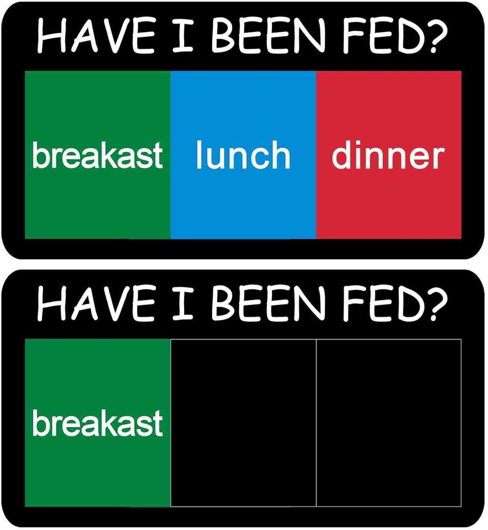 Pet Feeding Reminder, Have I Been Fed Sign, Cat Feeding Magnet, Feed Tracker 3 Times, Acrylic Reminder Slider for Fridge, The Dog Tracker with Magnet, Black-6" x 3 "