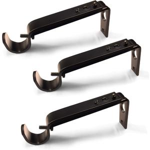 IHRDNNR Curtain Rod Holders Heavy Duty Adjustable Rod Brackets for 7/8 or 1 Inch Rods, Set of 3 (Bronze)