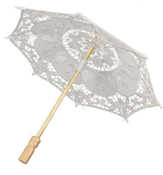 Fdit Mini Handmade Lace Silk Embroidery Flower Umbrella (Smaller Than Your Imagination !!!!)(Just for Photography or Decor, not Practical for Raining Day)(L-Beige)