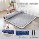 Zelladorra Japanese Floor Mattress, Quilted Futon Mattress with Anti-Slip Bottom, Foldable Floor Bed with Storage Bag and Straps, (Light Grey, Twin)