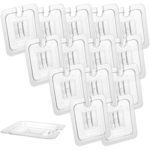 14 Pcs Notched Polycarbonate Universal Handled Food Pan Cover 1/6 Size Clear Restaurant Commercial Hotel Pan Lid for Fruits, Vegetables, Beans, Corns