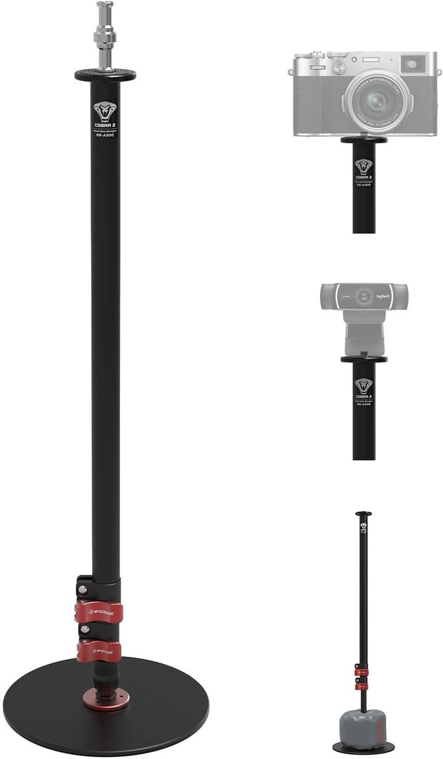 IFOOTAGE Round Base Monopod RB-A300,Live Studio Small Footprint Monopod,1/4" & 3/8" Mount Adapter and Conversion Screw,Aluminium Alloy Stable Structure,24"/61~59.5"/151cm