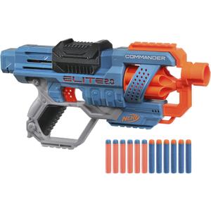 Nerf Elite 2.0 Commander RC-6 Blaster, 12 Elite Darts, 6-Dart Rotating Drum, Tactical Rails, Barrel and Stock Attachment Points