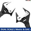 MAXPOWER 6-inch Slim Jaw Adjustable Wrench, Extra Thin Jaw Wide Opening Wrench, Dual Scale with Metric and SAE, Soft Grip Handle