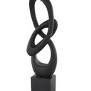 Deco 79 Polystone Abstract Decorative Sculpture Intertwined Loop Home Decor Statue with Block Base, Accent Figurine 6" x 4" x 20", Black