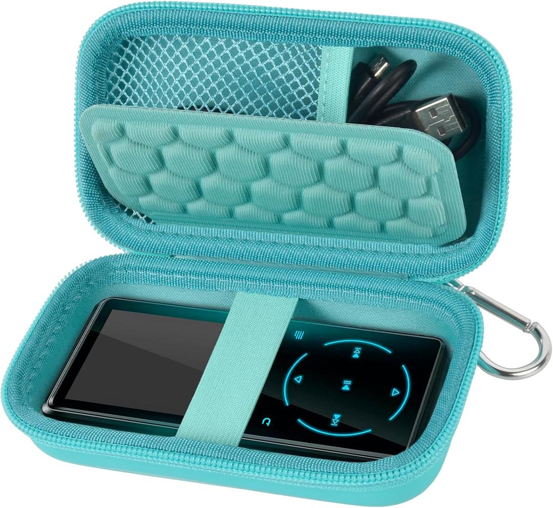 MP3 & MP4 Player Case for SOULCKER/G.G.Martinsen/Grtdhx/iPod Nano/Sandisk Music Player/Sony NW-A45 and Other Music Players with Bluetooth. Fit for Earbuds, USB Cable, Memory Card - Green