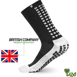 LUX Anti Slip Soccer Socks - Non Slip Sports Grip Pads Socks - Football, Soccer, Basketball Black