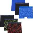 Hanes boys Moves Breathable Boxer Brief Underwear, Performance Stretch Boxer Briefs for Boys, Moisture-wicking, 6-pk (Small, Blue/Black/Red/Lime Print)