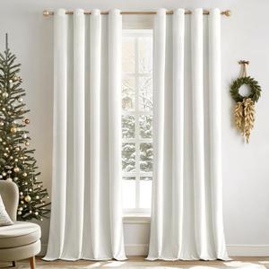 MIULEE Velvet Curtains Pure White Elegant Grommet Curtains Thermal Insulated Soundproof Room Darkening Curtains/Drapes for Classical Living Room Bedroom Decor 52 x 84 Inch Set of 2