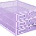 Annova Desk Organizer Wire Mesh 3 Tier Sliding Drawers Paper Sorter/Multifunctional/Premium Solid Construction for Letters, Documents, Mail, Files, Paper, Kids' Art Supplies (Light Pink)