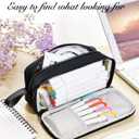 YOKUMA Pencil Case for Adults Aesthetic Pen Bag for Teen College Zipper Pouch Office Supplies Stationery Organizer Small Tool Bag (Black TW)