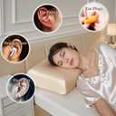 USlixury Piercing Pillow - Ear Piercing Pillow with Foam Plug, 18x12 Large Donut Plilow with 4.7x3.2 Off Center Ear Hole, Adjustable Peircing Plilow for Side Sleeper, CertiPUR-US Memory Foam,Champagne