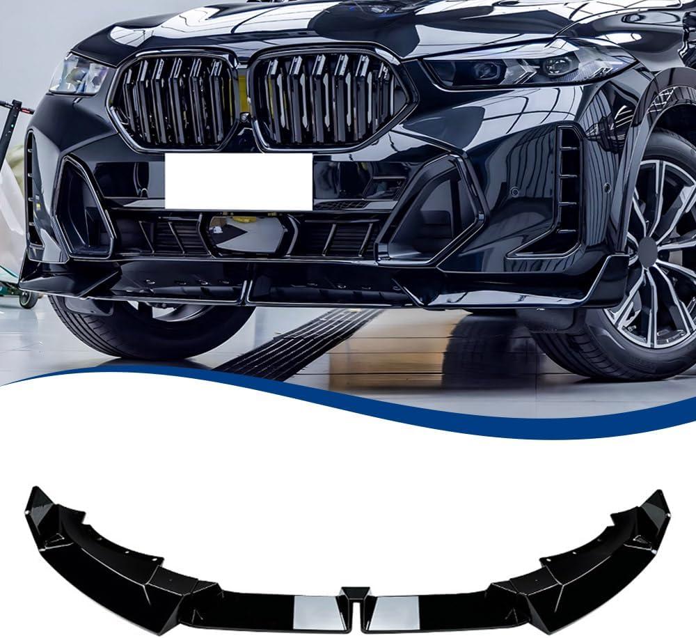 G06 LCI Front Lip Compatible with BMW 2024-2026 X6 G06 M-Sport Model Gloss Black Bumper Spoiler Air Splitter