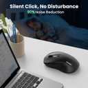 TECKNET Rechargeable Bluetooth Mouse, [ USB + BT5.0 + BT3.0 ] Wireless Mouse, Ergonomic Design, Silent Click, 6-Level 4800 DPI Wireless Mice, 3-Device Switching for Laptop, Computer, MacBookBlack