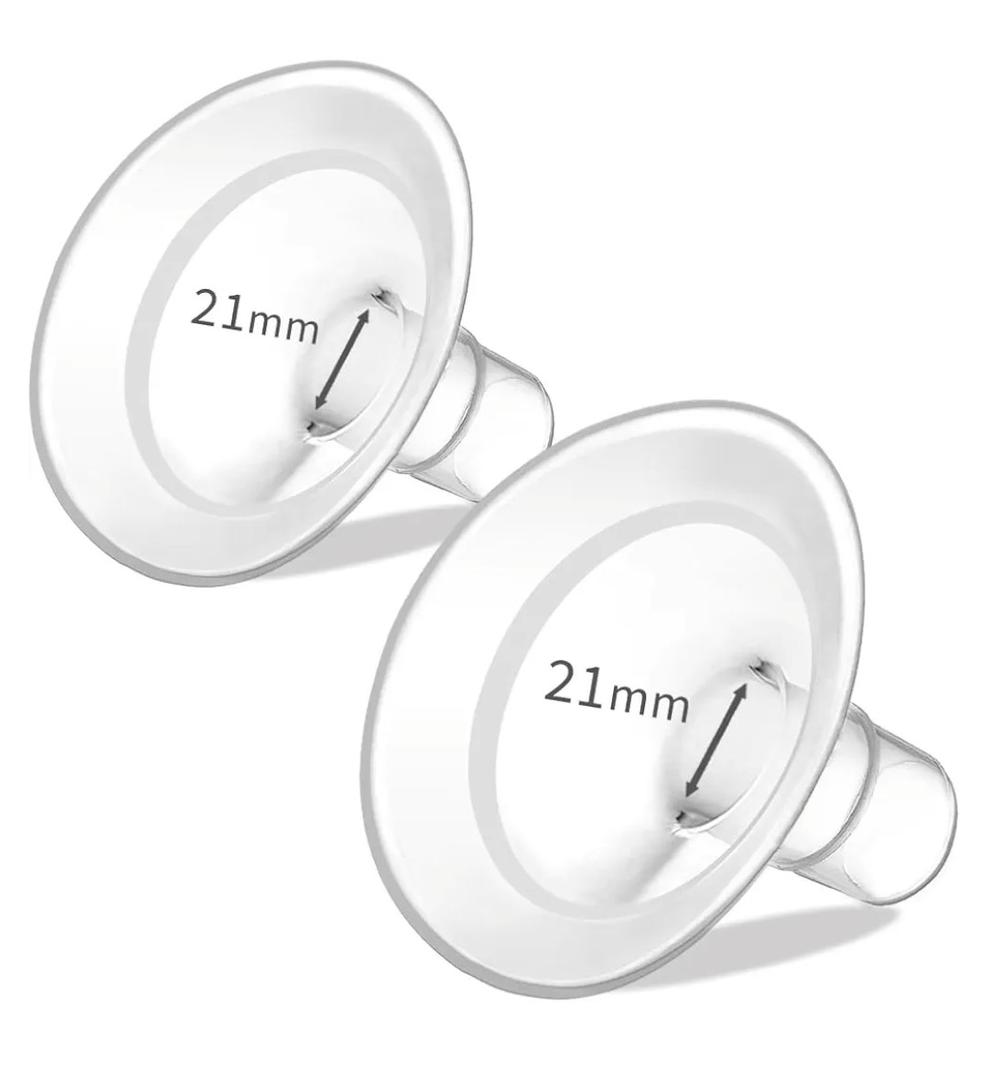 PumpMom-us 21mm Soft Rim Flanges Compatible with Medela Breast Pump PersonalFit, Freestyle, Maxflow, Freestyle Flex Swing Maxi Connectors, Replace 21 Flange Accessories with Wider Opening Angle