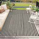 Black and White Indoor Outdoor Rug 5x8 ft, Cotton Striped Layering Rug Woven Large Patios Rug Washable Modern Area Rug Carpet for Farmhouse Bedroom Living Room Balcony Patio Backyard Decor