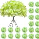 20 Pcs Green Hydrangea Artificial Flowers Bulk, Faux Hydrangea Flowers Heads, Artificial Fake Silk Hydrangea Flowers with Stems, Green Flowers Artificial for Decoration Wedding Dcor Crafts