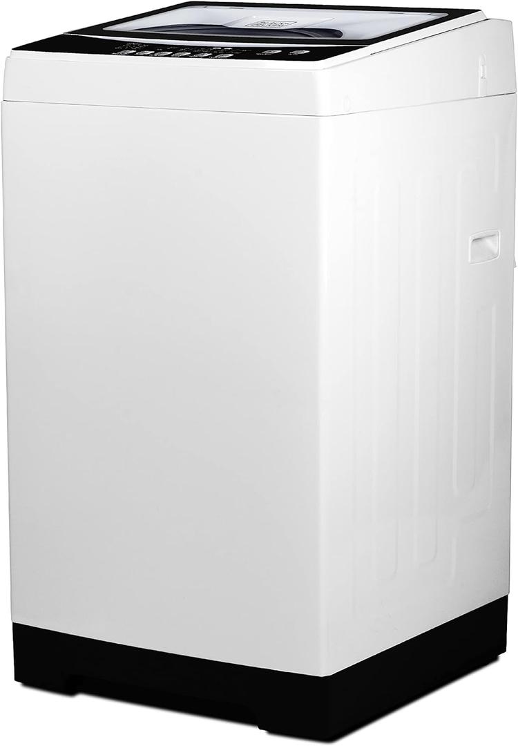 BLACK+DECKER 3.0 Cu. Ft. Portable Washer, 26.5 lb. Capacity Washing Machine, 6 Cycles, Quick Connect Sink Adapter and Drain Hose Included, Transparent Lid & LED Display, BPW30MW, White