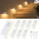WILLED Rechargeable Night Light, Warm White Stair Lights Indoor, Wireless Motion Sensor Night Light, Stick On Lights for Stairs, Hallway, Stairway, Bathroom, Bedroom, Kitchen, 10 Pack