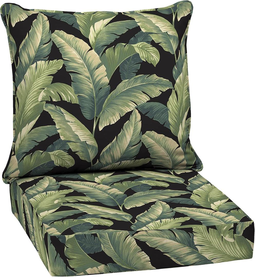 Arden Outdoor Deep Seat Cushion Set, 24 in x 24 in, Weather-Proof, Rain-Proof, Fade Resistant Patio Cushion for Chair, Sofa, and Couch Onyx Cebu