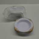 100PCS Gold Plastic Bowls - 12 oz White Disposable Salad Bowls - Heavy Duty Soup Serving Bowl - Fancy Plastic Ice Cream Bowl for Weddings, Parties, Dinners, Catering, Picnics