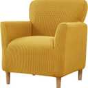 LiveGo Stretch Mid Century Modern Armchair Slipcover 1-Piece Jacquard Accent Chair Covers with Arms Soft Waterproof Chair Slipcovers for Living Room Furniture Protector Office (Yellow)