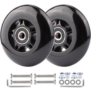 2-Pack PU Luggage Suitcase Replacement Wheels Repair Kit w/ABEC-7 Bearings and 6mm Axles for Trolley Carry-on Roller Travel Bag (76 * 24mm)