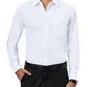 Alimens & Gentle Mens Dress Shirts 4-Way Stretch Long Sleeve Collared Casual Solid Wedding Dating Button Down Shirt.L