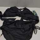 Blooming Jelly Womens High Waisted Bikini Sets Drawstring Tummy Control Swimsuits Crisscross Tie Back Bathing Suit (Medium, Black)