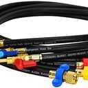 KlenzMate Upgraded 1/4" A2L Refrigerant Hose,72", Compact Ball Valve Refrigerant Hose Kit with Color-Coded Wrench, A2L HVAC Hose for R-1234YF, R-134A, R-410A, 1/4" x 1/4" Flare Fittings (Pack of 3)