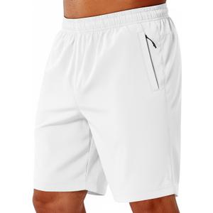 COOFANDY Mens Athletic Running Shorts 9" Lightweight Quick Dry Drawstring Mesh Gym Shorts with Zipper Pockets (White) M