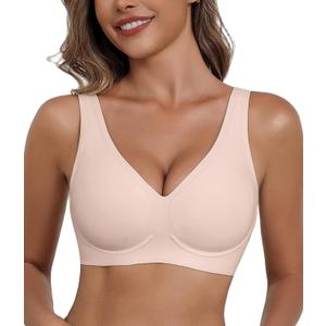 Avidlove Wireless Bras for Women Seamless Comfortable Jelly Bra Full Coverage Support Bralette Everyday Bras (XX-Large, Lotus Root Pink)