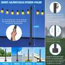 NUERPO 6 Pack String Light Poles,2.8Ft Metal Poles for Outdoor String Lights, Outdoor Light Poles with Post, Poles/Stand for Outside, Patio, Deck, Backyard, Garden Wedding, Party
