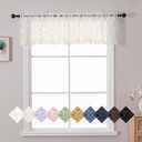 Ivory Valances for Windows, Solid Geometric Jacquard Clip Short Sheer Curtains for Kitchen Living Room Bedroom Basement Window Curtains, Dual Rod Pocket Decor, 2 Pcs Ivory, 42" Wx14 L Inch