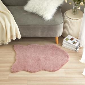 Stratford Park Blush Faux Fur Rug, 23.6"x 35.4", Ultra Soft Rug for Living Room Bedroom, Home Decor