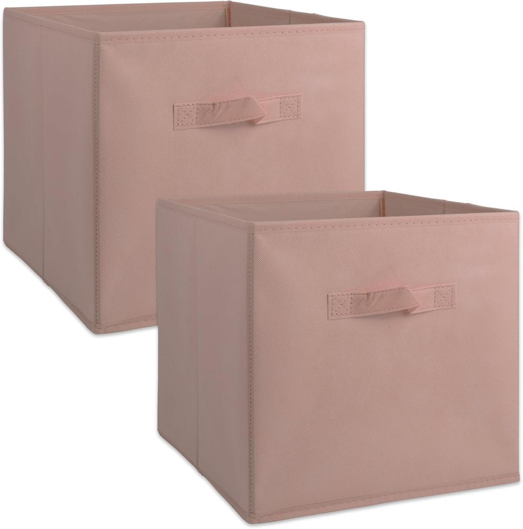 DII Non Woven Fabric Storage Bin Collection Collapsible Organizer Cube, Small Set, 11x11x11", Millennial Pink, 2 Count