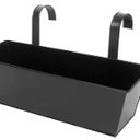 Railing Planters Outdoor Balcony 16 Inch Deck Over The Railing Planter Boxes Hanging Planters for Fence Flower (Black)