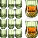 12 PCS 3 oz Mini Vintage Shot Glasses Green Plastic Crystal Tequila Glasses Vodka Glass Set Small Whiskey Glasses Espresso Shot Cups Clear Disposable Liquor Cups for Party Engagement Wedding Birthday