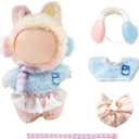 17cm Doll Clothes,Clothes for Dolls Outfit, Accessories for Dolls Clothes, Cute Clothes Set for Doll,No Doll Included(Blue Top+Dress+Earmuffs+Scarf)